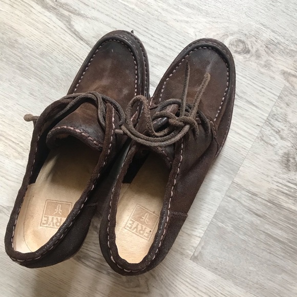 Frye Suede Lace Up Wedges - Dark Brown, Size 7.5 - Picture 2 of 10